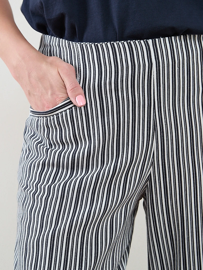 Tonia Linen-Blend Stripe Crop Pant