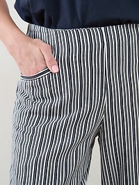 Tonia Linen-Blend Stripe Crop Pant