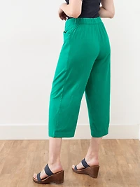 Tonia Linen-Blend Jade Wide Crop Pant