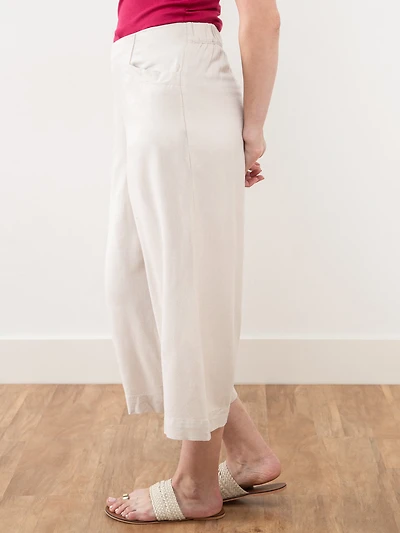Tonia Linen-Blend Stone Wide Crop Pant