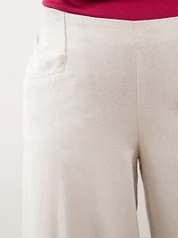 Tonia Linen-Blend Stone Wide Crop Pant