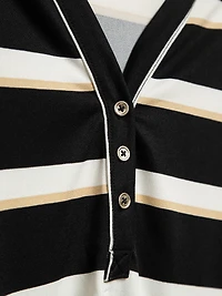 V-Neck Button Front Top