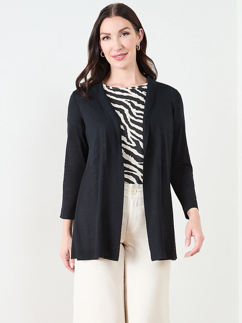3/4 Sleeve Lightweight Knit Cardigan Sweater