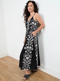 Black/White Maxi Dress with Bead Detail