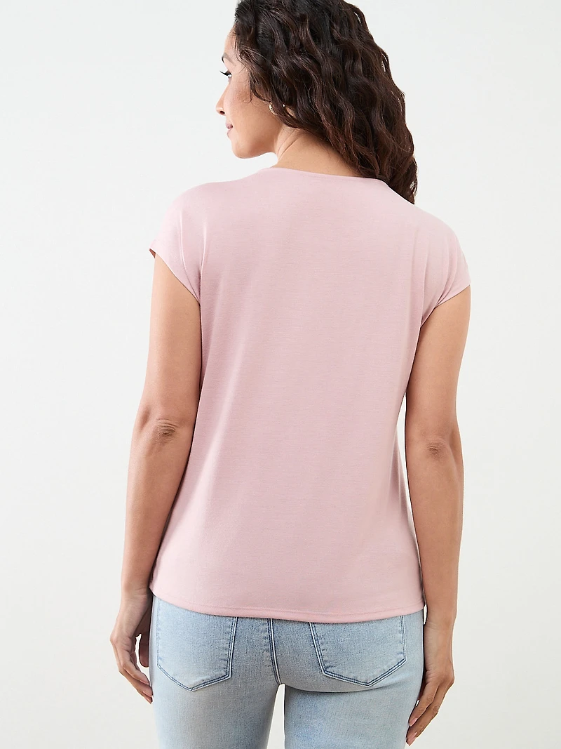 Cap Sleeve Knit Lace Top