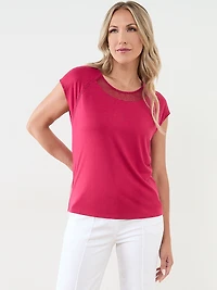 Cap Sleeve Knit-Lace Top