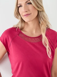 Cap Sleeve Knit-Lace Top
