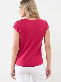 Cap Sleeve Knit-Lace Top