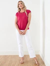 Cap Sleeve Knit-Lace Top