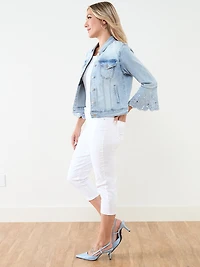 Embroidered Bell Sleeve Jean Jacket