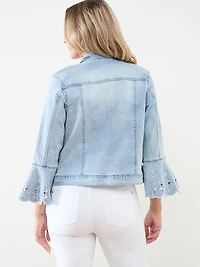 Embroidered Bell Sleeve Jean Jacket