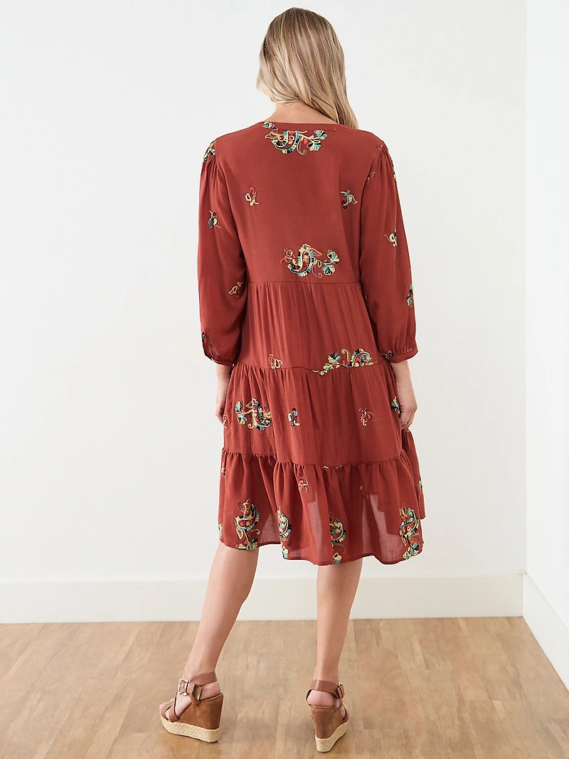 Embroidered Peasant Dress