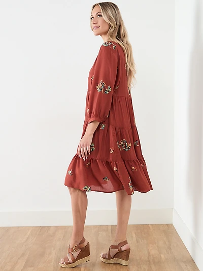 Embroidered Peasant Dress