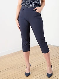 Emily Slim Microtwill Capri in Navy