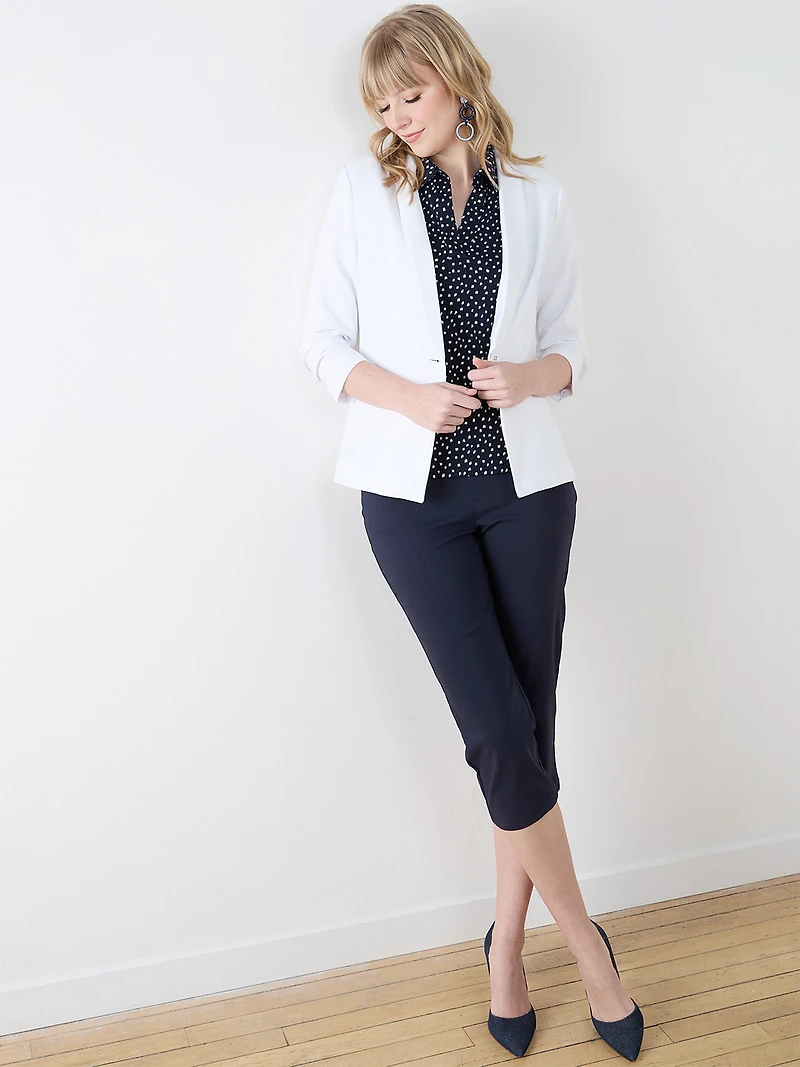 Emily Slim Microtwill Capri in Navy