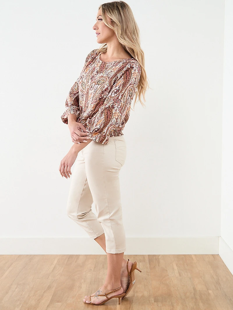 Kimono Blouse with Smocked Hem