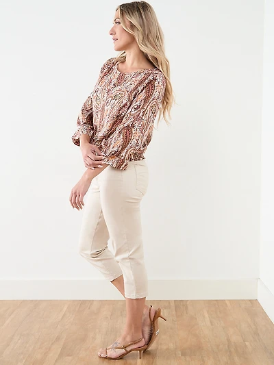 Kimono Blouse with Smocked Hem