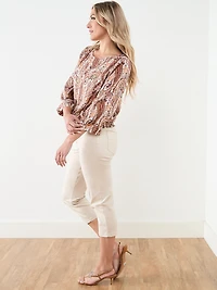Kimono Blouse with Smocked Hem