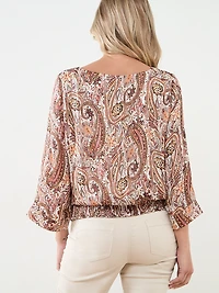 Kimono Blouse with Smocked Hem