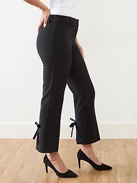 Leah Bow-Back Ankle Pant in Black