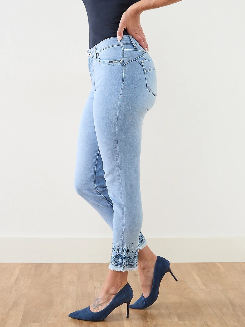 Lilly Embroidered Slim Ankle Jean