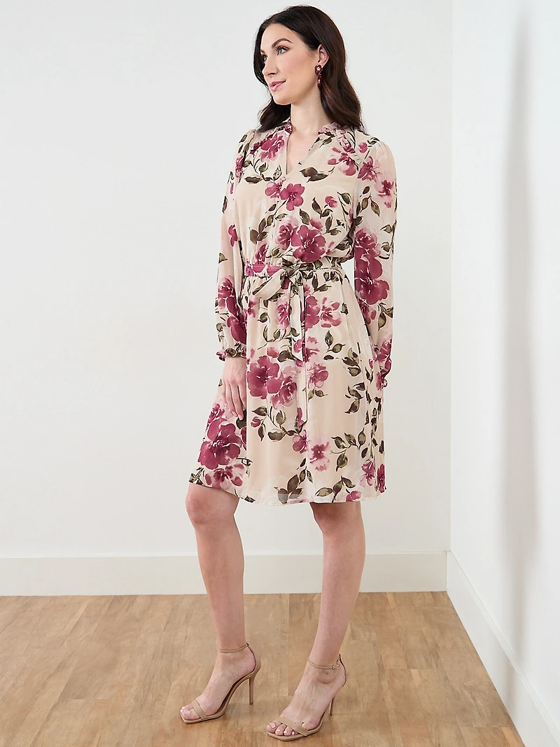 Long Sleeve Dusty Floral Shirt Dress
