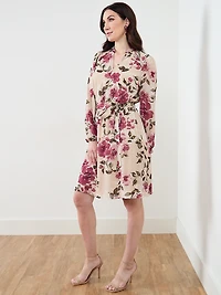 Long Sleeve Dusty Floral Shirt Dress