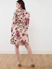 Long Sleeve Dusty Floral Shirt Dress