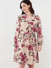 Long Sleeve Dusty Floral Shirt Dress