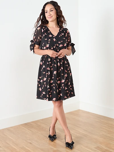 Petite Fit and Flare Knee Length Dress