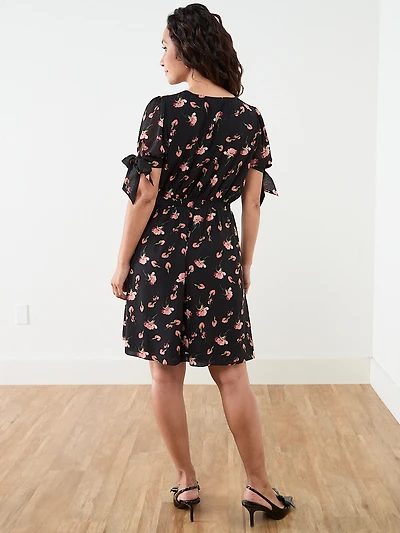 Petite Fit and Flare Knee Length Dress