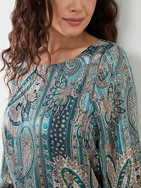 Petite Kimono Blouse with Smocked Hem
