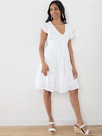 Petite Knit Eyelet Fit 'N Flare Dress