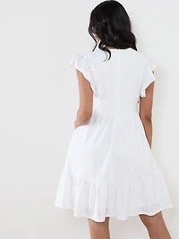 Petite Knit Eyelet Fit 'N Flare Dress