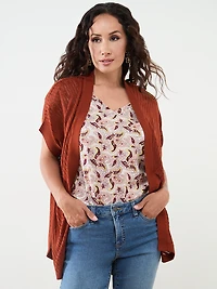 Petite Knit Shoulder Trim T-Shirt in Paisley