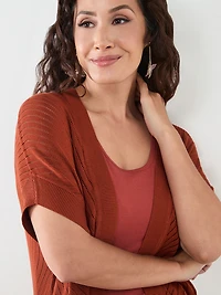Petite Lightweight Pointelle Knit Cover Up Sweater