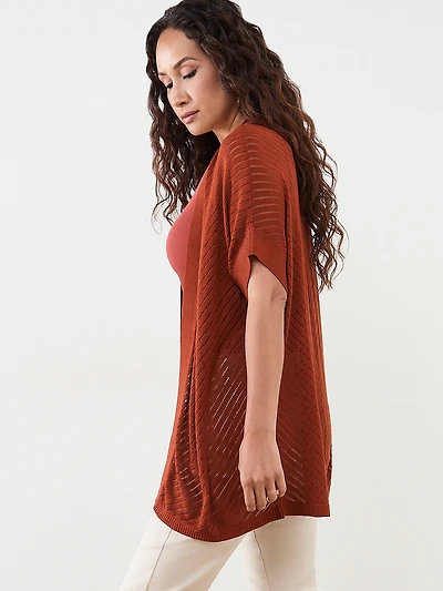 Petite Lightweight Pointelle Knit Cover Up Sweater