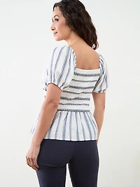 Petite Puff Sleeve Peplum Blouse