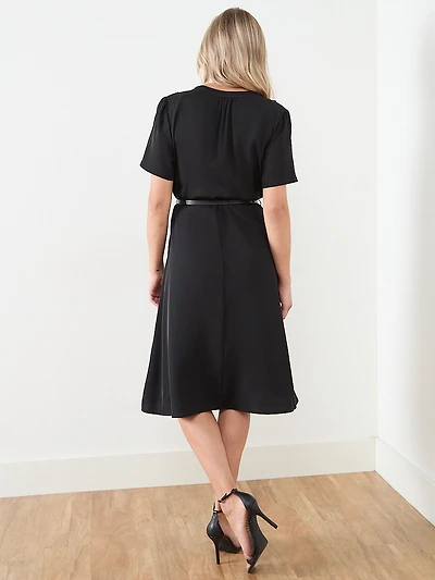 Ruffle Front Midi Length Dress
