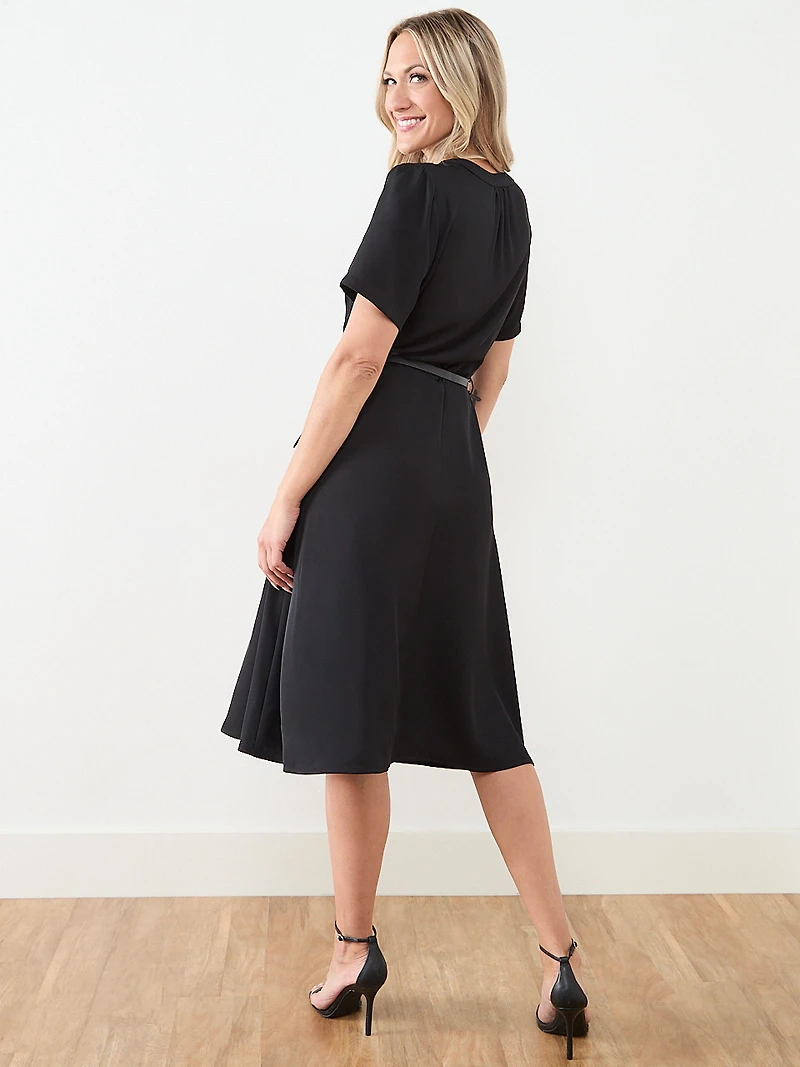 Ruffle Front Midi Length Dress