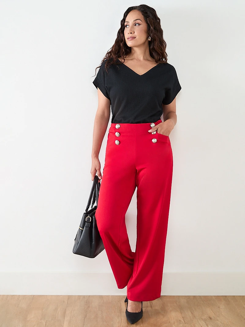 Petite Short Sleeve Textured Relaxed Fit Top