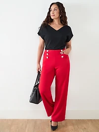 Petite Short Sleeve Textured Relaxed Fit Top