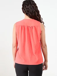 Petite Sleeveless Airflow Button Front Blouse