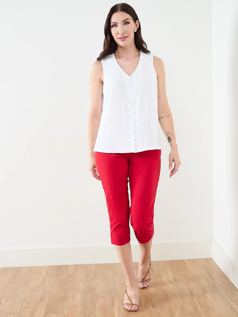 Petite Sleeveless Airflow Button-Front Blouse