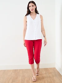 Petite Sleeveless Airflow Button-Front Blouse