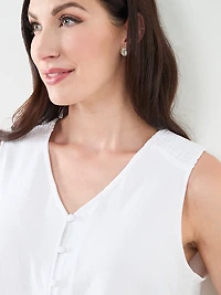 Petite Sleeveless Airflow Button-Front Blouse