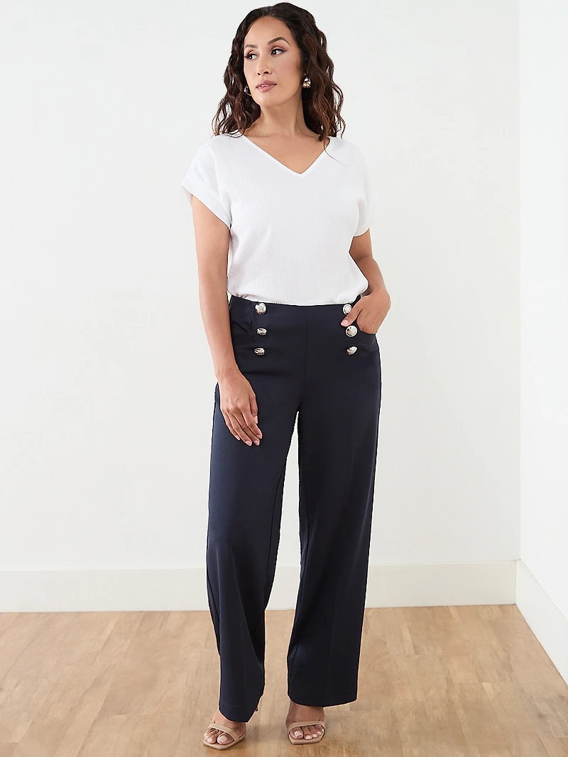 Petite Textured Short Sleeve Relaxed Fit Top