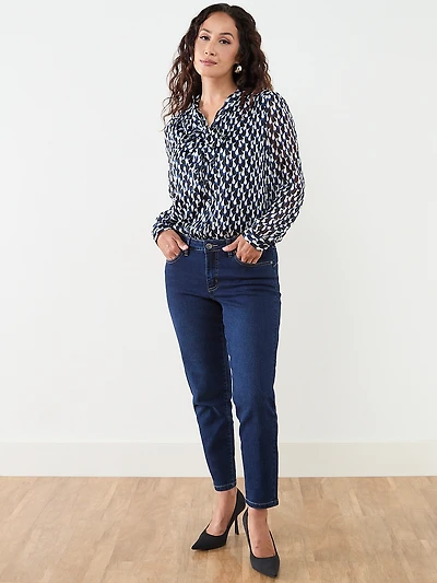 Petite Tie-Neck Chiffon Blouse