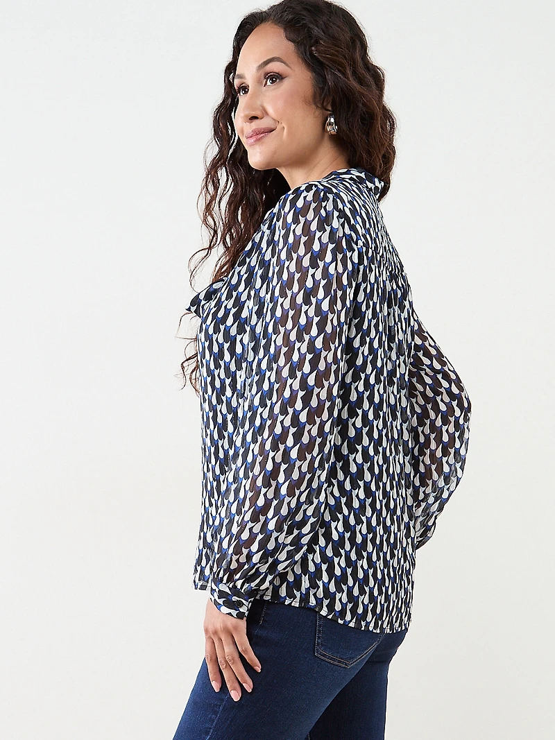 Petite Tie-Neck Chiffon Blouse