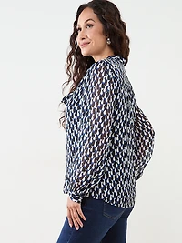 Petite Tie-Neck Chiffon Blouse
